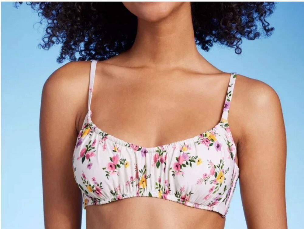 Shade & Shore Ruched Underwire Bikini Top - Multi Floral Print Women's 38DD NWT